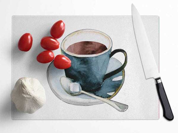 Coffee Time Glass Chopping Board