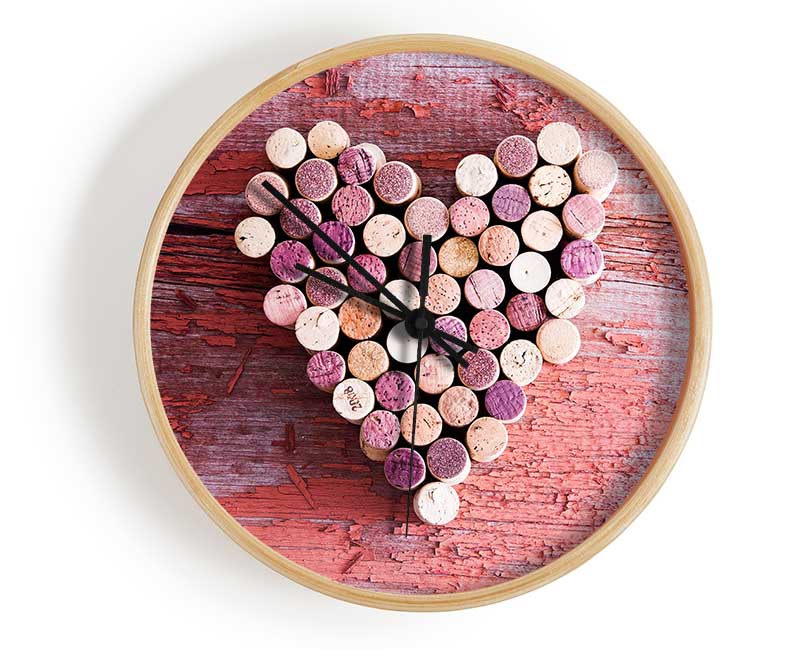 Wine Cork Love Heart Clock - Wallart-Direct UK