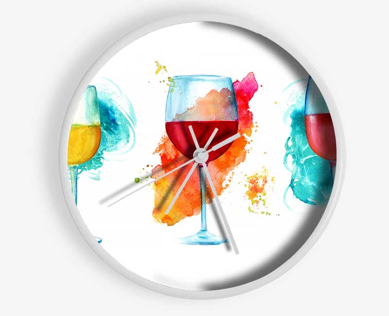 Red White Rose Wine Clock - Wallart-Direct UK