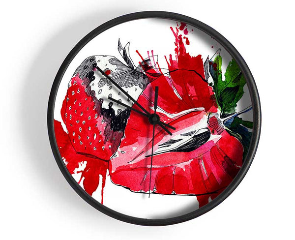 Strawberry Splash Clock - Wallart-Direct UK