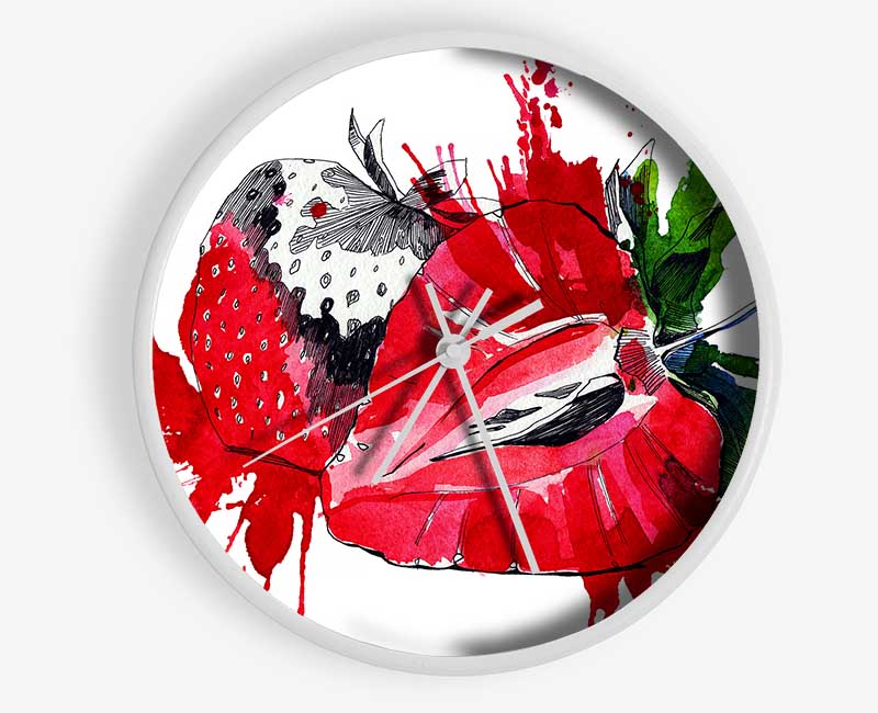 Strawberry Splash Clock - Wallart-Direct UK