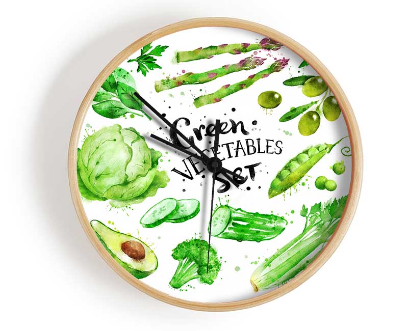 Green Vegetable Set Clock - Wallart-Direct UK