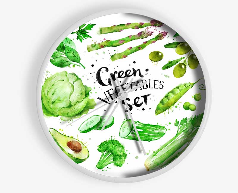 Green Vegetable Set Clock - Wallart-Direct UK