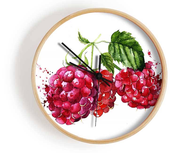 Raspberry Trio Clock - Wallart-Direct UK