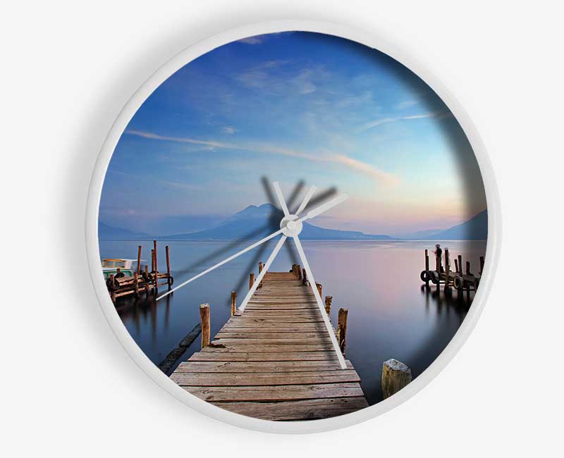 Mountains At The End Of The Dock Clock - Wallart-Direct UK