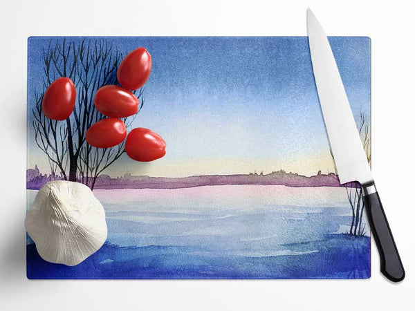 Winter lake Glass Chopping Board