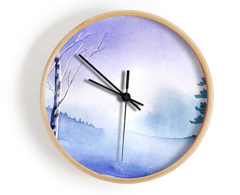 Purple Silver Birch Winter Clock - Wallart-Direct UK