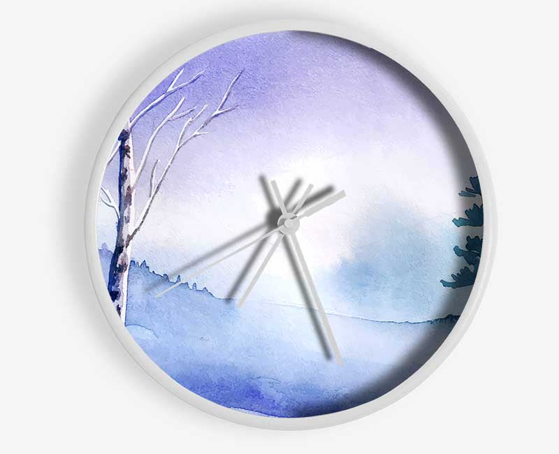 Purple Silver Birch Winter Clock - Wallart-Direct UK