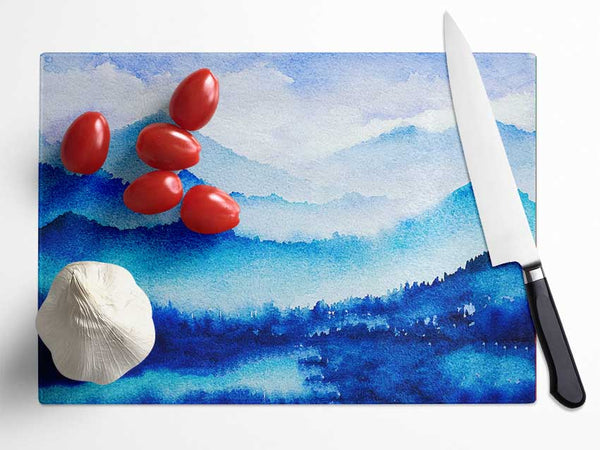 Ice Blue Winter Glass Chopping Board