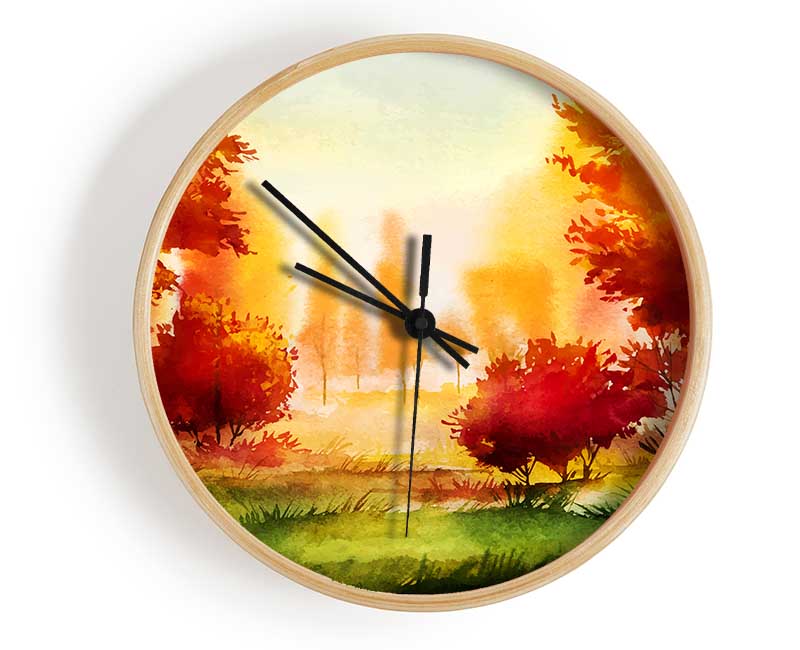 Autumn Abstract Clock - Wallart-Direct UK