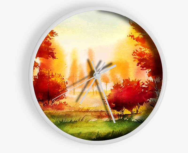 Autumn Abstract Clock - Wallart-Direct UK