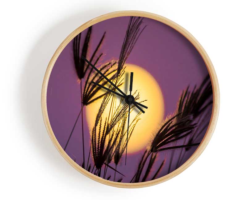 Yellow Sun In The Purple Sky Clock - Wallart-Direct UK