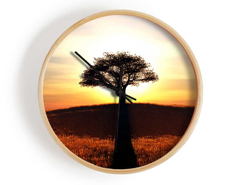 Sun Behind The Old Oak Tree Clock - Wallart-Direct UK