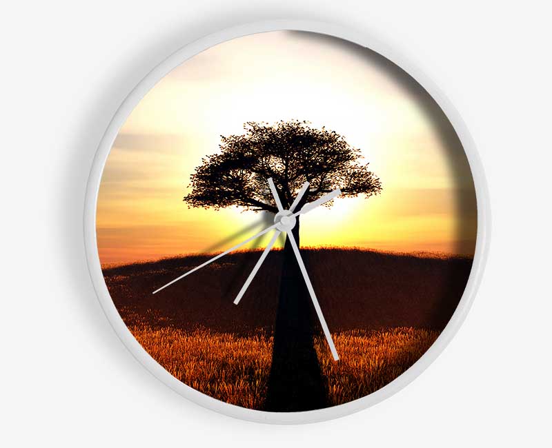 Sun Behind The Old Oak Tree Clock - Wallart-Direct UK