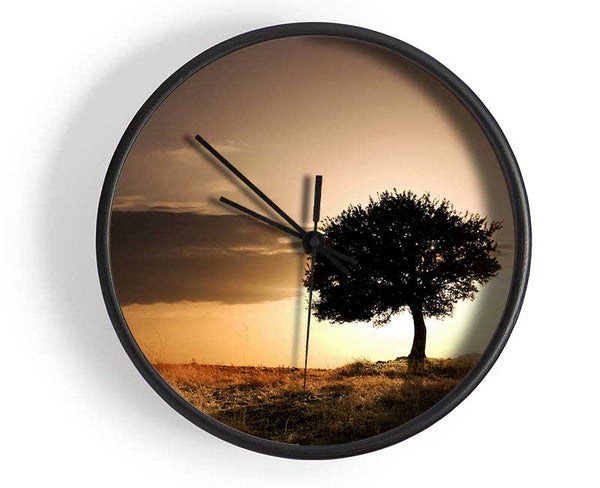 Sunset Behind The Tree Clock - Wallart-Direct UK