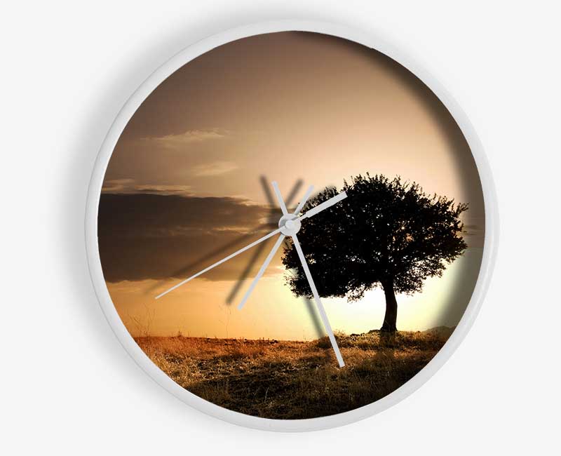 Sunset Behind The Tree Clock - Wallart-Direct UK