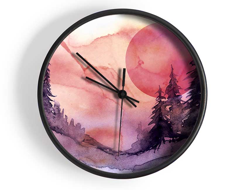 Pink Winter Sun Clock - Wallart-Direct UK