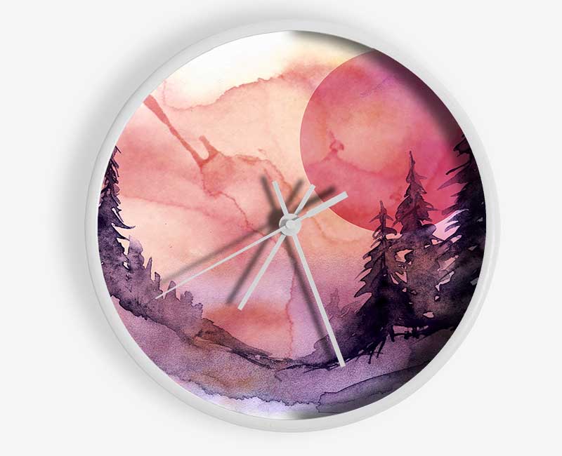 Pink Winter Sun Clock - Wallart-Direct UK