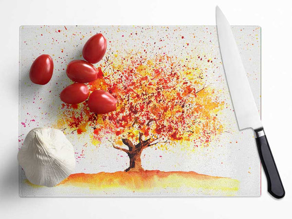 Stunning Autumn Tree Glass Chopping Board