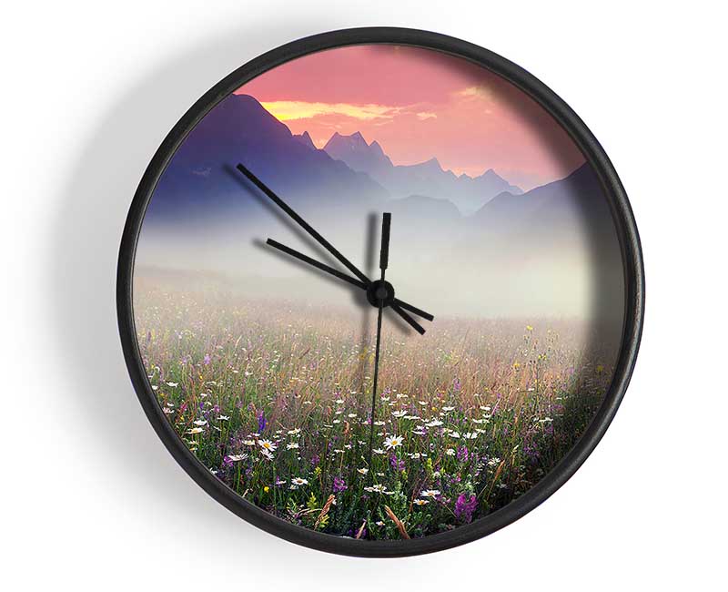 Flower Mountain Mist Clock - Wallart-Direct UK