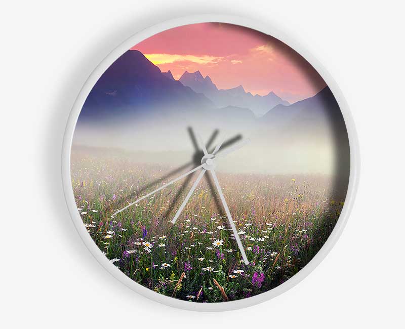 Flower Mountain Mist Clock - Wallart-Direct UK