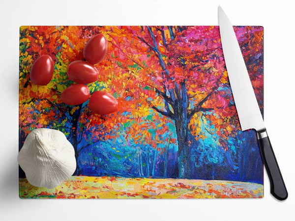 Magical Autumn Forest Glass Chopping Board