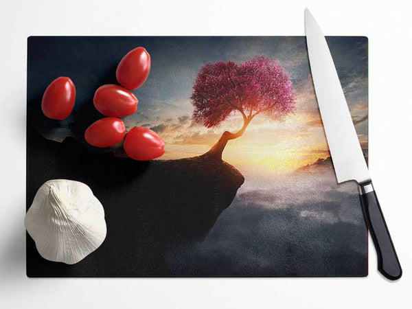 Pink Tree Cliff Top Glass Chopping Board