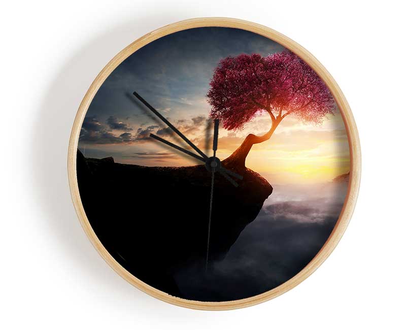 Pink Tree Cliff Top Clock - Wallart-Direct UK