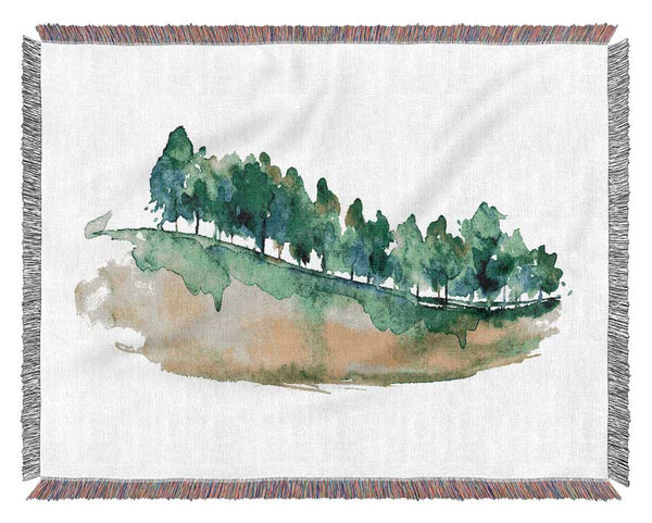 Field Of Green Trees Woven Blanket