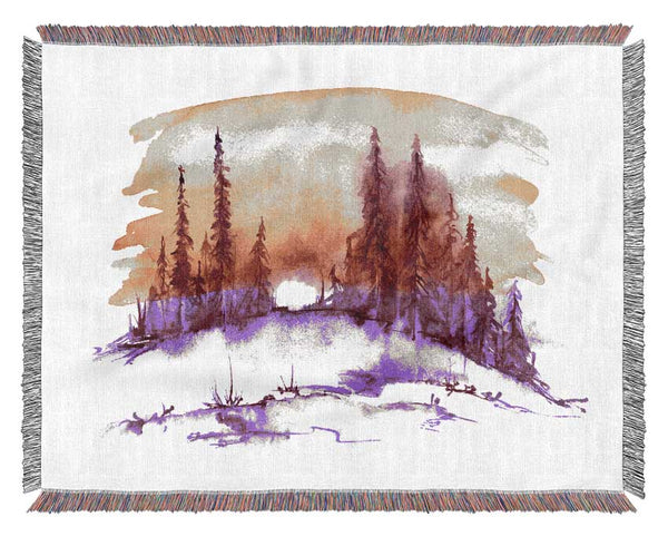 Purple Distant Trees Woven Blanket