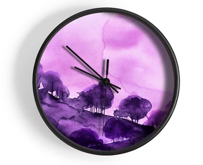 Purple Tree Abstract Clock - Wallart-Direct UK