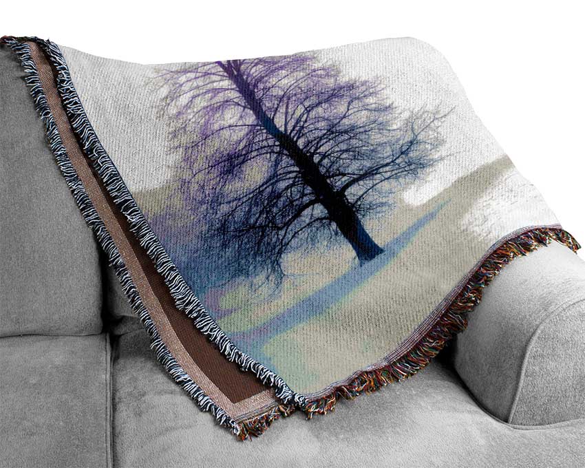 Purple Winter Trees Woven Blanket