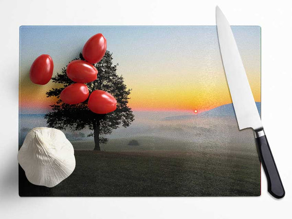 Misty Sunrise Glass Chopping Board