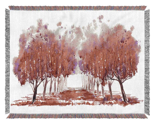 Pink Tree Walk Woven Blanket