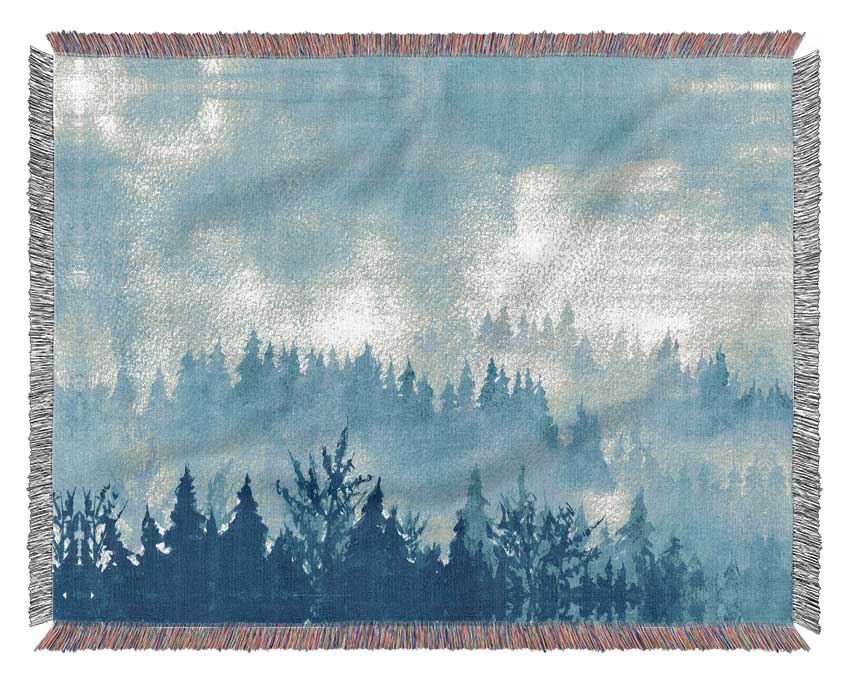 Blue Tree Horizon Woven Blanket