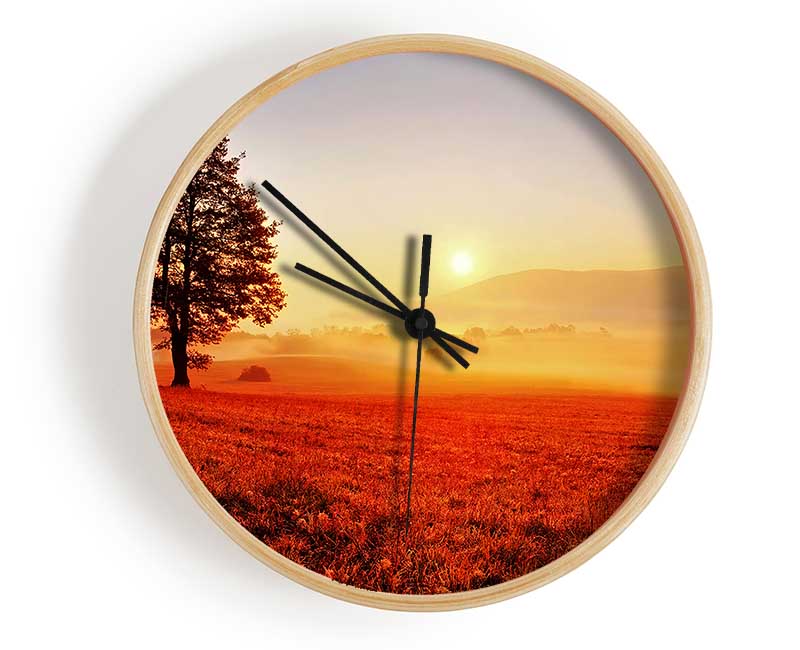 Autumn Sunset Fields Clock - Wallart-Direct UK