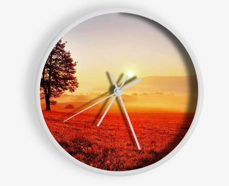 Autumn Sunset Fields Clock - Wallart-Direct UK