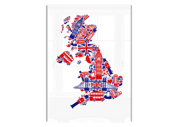 London Icons In The Shape Of The UK