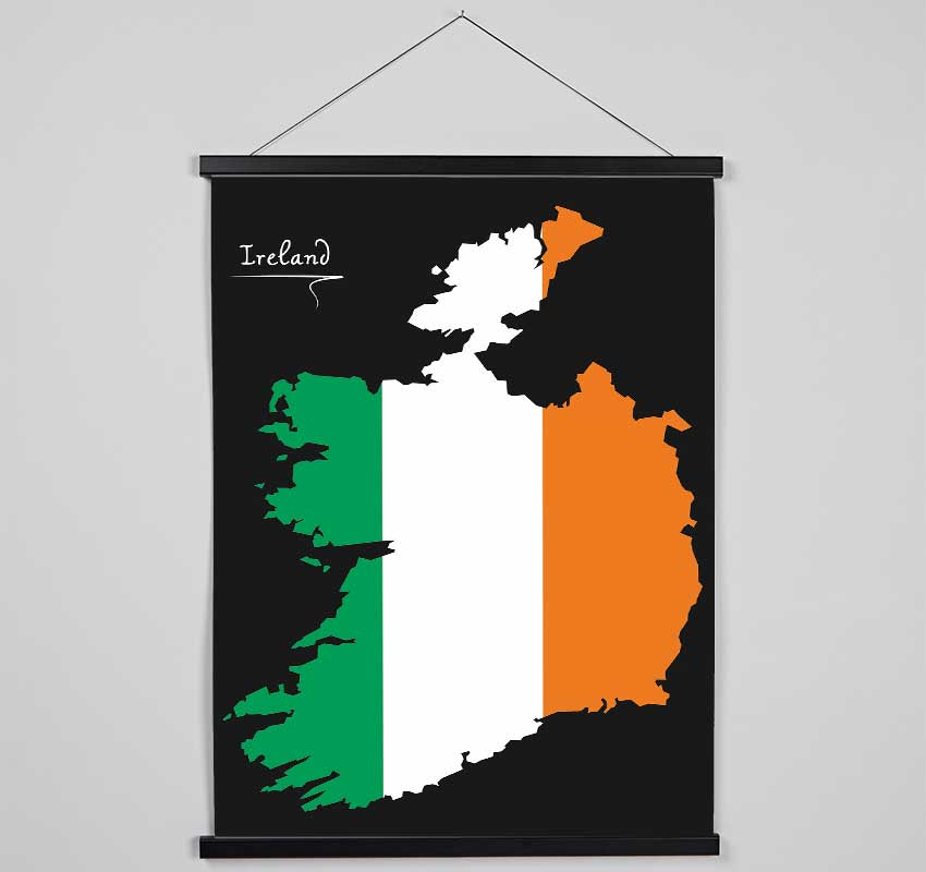 Irish Flag Over Map Hanging Poster - Wallart-Direct UK