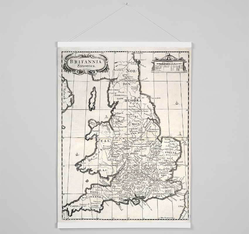 Old Saxon Map Of The UK Hanging Poster - Wallart-Direct UK