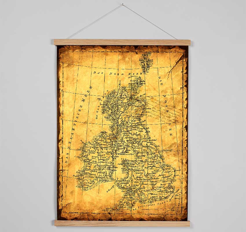 Vintage UK Map Hanging Poster - Wallart-Direct UK