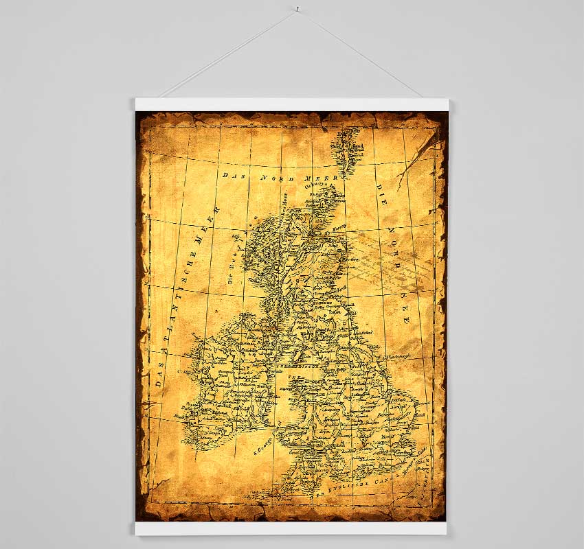 Vintage UK Map Hanging Poster - Wallart-Direct UK