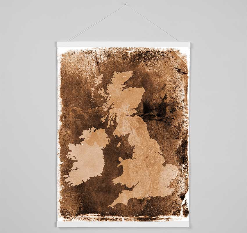 UK Retro Map Hanging Poster - Wallart-Direct UK