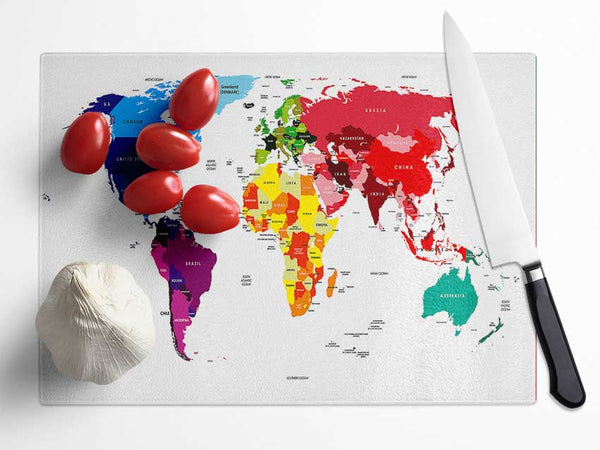 Map Of The World 13 Glass Chopping Board