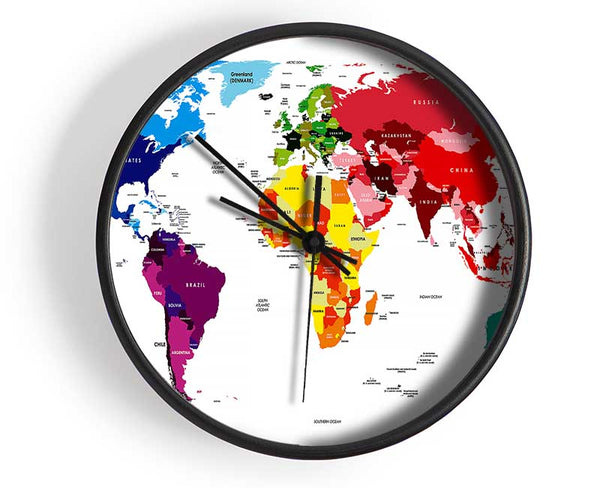 Map Of The World 13 Clock - Wallart-Direct UK