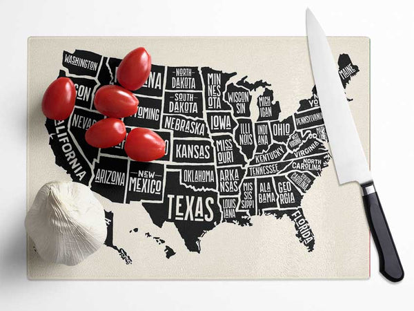 States Of America 5 Glass Chopping Board