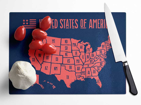 States Of America 1 Glass Chopping Board