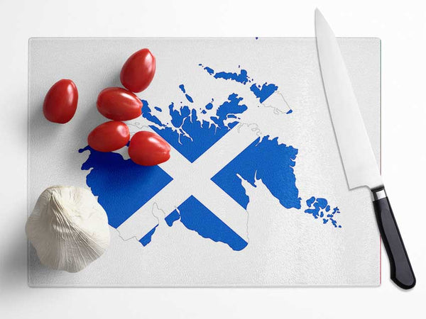 Scottish Flag Over Map 1 Glass Chopping Board