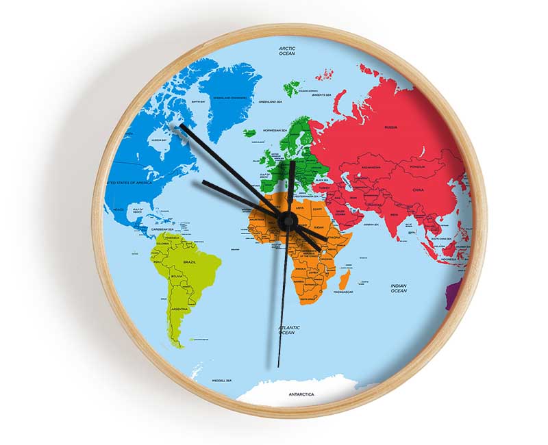 Map Of The World 1 Clock - Wallart-Direct UK