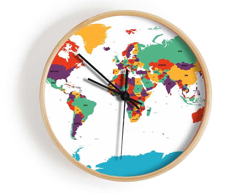 Map Of The World 11 Clock - Wallart-Direct UK